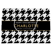 Big Houndstooth Verjaardag Elke Leeftijd 50e Wit Groot Cadeauzakje (Voorkant)