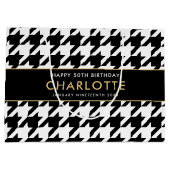 Big Houndstooth Verjaardag Elke Leeftijd 50e Wit Groot Cadeauzakje (Achterkant)