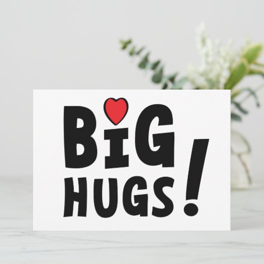Big hug. Beterschapskaart of voor Valentijnsdag (Staand voorkant)