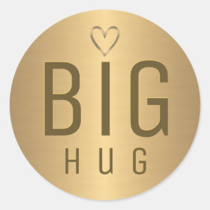 BIG HUG met metallisch gouden hart op goudgradiënt Ronde Sticker