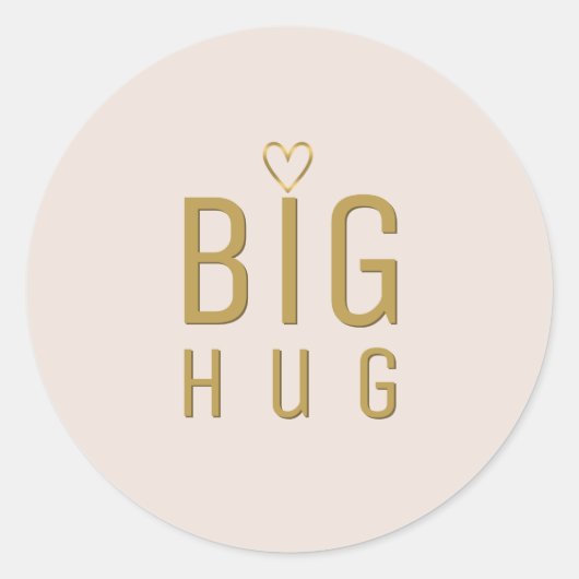 BIG HUG met metallisch gouden hart op wazige roze Ronde Sticker (Voorkant)