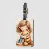 Big Hugs - Schattige meisje knuffelen Teddy Bear Bagagelabel (Voorkant (verticaal))