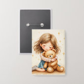 Big Hugs - Schattige meisje knuffelen Teddy Bear Button (Voorkant / Achterkant)