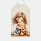 Big Hugs - Schattige meisje knuffelen Teddy Bear Cadeaulabel (Achterkant)
