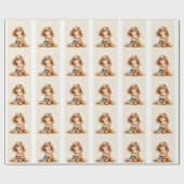 Big Hugs - Schattige meisje knuffelen Teddy Bear Cadeaupapier (Vlak)