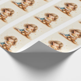 Big Hugs - Schattige meisje knuffelen Teddy Bear Cadeaupapier