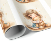 Big Hugs - Schattige meisje knuffelen Teddy Bear Cadeaupapier (Rol Hoek)