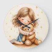 Big Hugs - Schattige meisje knuffelen Teddy Bear Grote Klok (Voorkant)