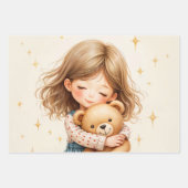 Big Hugs - Schattige meisje knuffelen Teddy Bear Inpakpapier Vel (Voorkant 3)