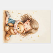 Big Hugs - Schattige meisje knuffelen Teddy Bear Inpakpapier Vel (Voorkant 2)