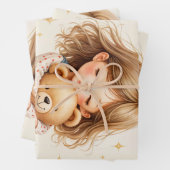 Big Hugs - Schattige meisje knuffelen Teddy Bear Inpakpapier Vel (In situ)