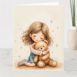 Big Hugs - Schattige meisje knuffelen Teddy Bear Kaart