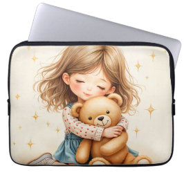 Big Hugs - Schattige meisje knuffelen Teddy Bear Laptop Sleeve
