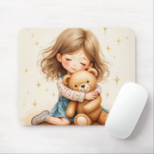 Big Hugs - Schattige meisje knuffelen Teddy Bear Muismat