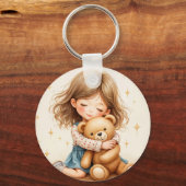 Big Hugs - Schattige meisje knuffelen Teddy Bear Sleutelhanger (Voorkant)