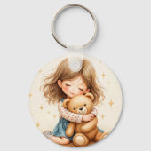 Big Hugs - Schattige meisje knuffelen Teddy Bear Sleutelhanger (Achterkant)