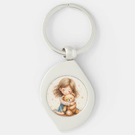 Big Hugs - Schattige meisje knuffelen Teddy Bear Sleutelhanger