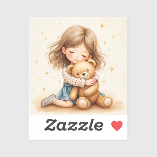 Big Hugs - Schattige meisje knuffelen Teddy Bear Sticker (Vel)