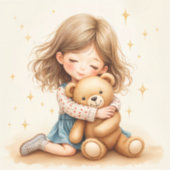 Big Hugs - Schattige meisje knuffelen Teddy Bear Sticker (Voorkant)