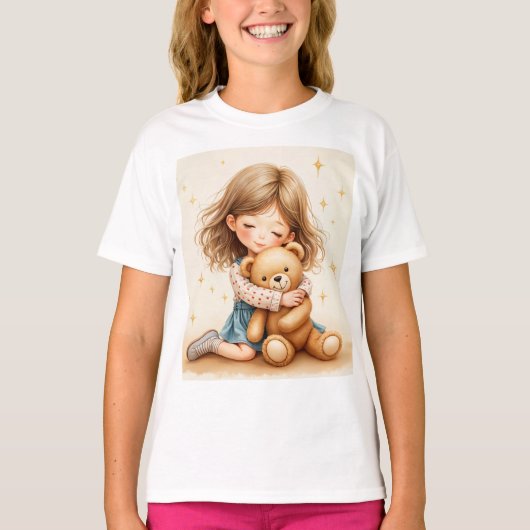 Big Hugs - Schattige meisje knuffelen Teddy Bear T-shirt (Voorkant)