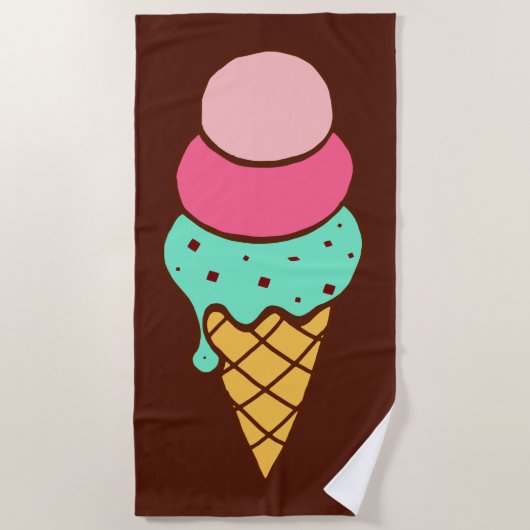 Big Ice Cream Kone Beach Towel Gift Strandlaken (Voorkant)