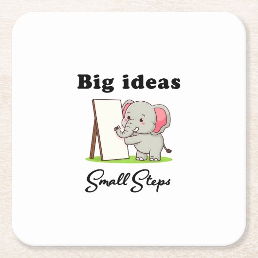 "Big Ideas, Small Steps" elephant animal dreams Kartonnen Onderzetters (Voorkant)