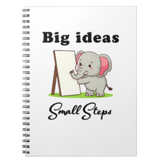 "Big Ideas, Small Steps" elephant animal dreams  Notitieboek