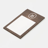 Big Initiaal Modern Monogram op bruin hout Post-it® Notes (Schuin)