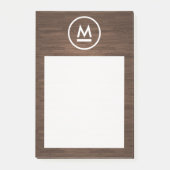 Big Initiaal Modern Monogram op bruin hout Post-it® Notes (Voorkant)