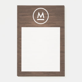 Big Initiaal Modern Monogram op bruin hout Post-it® Notes