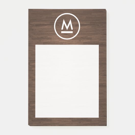 Big Initiaal Modern Monogram op bruin hout Post-it® Notes (Voorkant)