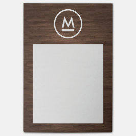 Big Initiaal Modern Monogram op bruin hout Post-it® Notes