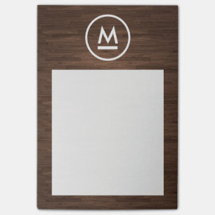 Big Initiaal Modern Monogram op bruin hout Post-it® Notes
