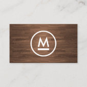 Big Initiaal Modern Monogram op bruin hout Visitekaartje (Voorkant)