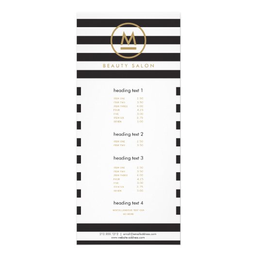 Big Initiaal Modern Monogram op de Vette Stripes Reclamekaart (Voorkant)