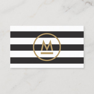 Big Initiaal Modern Monogram op de Vette Stripes Visitekaartje