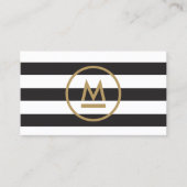 Big Initiaal Modern Monogram op de Vette Stripes Visitekaartje (Voorkant)