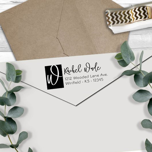 Big Initiaal Script Return-adres Zelfinktende Stempel