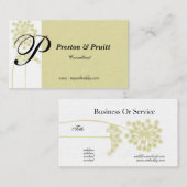 Big Initialen Sage Wildflower Floral Monogramed Visitekaartje (Voorkant / Achterkant)