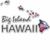 BIG ISLAND - HAWAÏ ISLANDS HI VLAG ZWART STICKER (Voorkant)