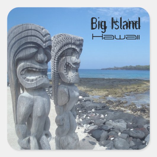 Big Island Hawaii lachen tikis stickers (Voorkant)