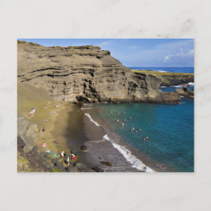 Big Island Hawaii Papakolea Groen Zandstrand Briefkaart