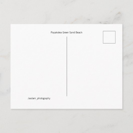 Big Island Hawaii Papakolea Groen Zandstrand Briefkaart (Achterkant)