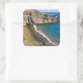 Big Island Hawaii Papakolea Groen Zandstrand Vierkante Sticker (Tas)