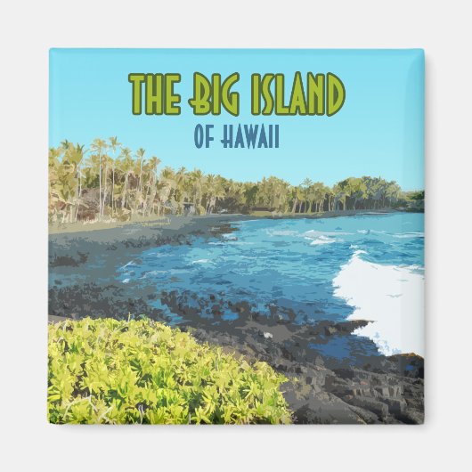 Big Island Hawaii Punalu'u Beach Vintage Magneet (Voorkant)