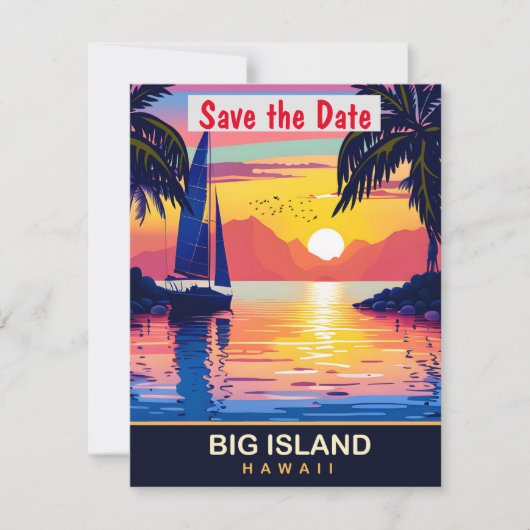 Big Island Hawaii Zeilboot Trouw Uitnodiging (Voorkant)