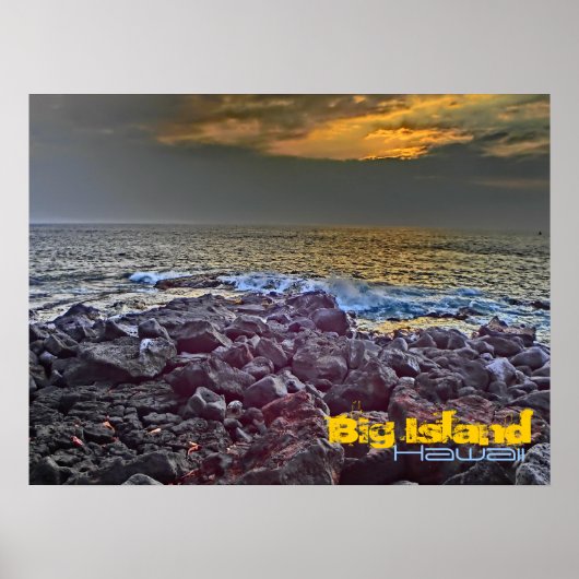 Big Island Hawaii - zonsondergang op het poster va (Voorkant)