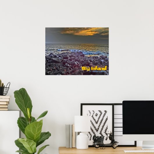 Big Island Hawaii - zonsondergang op het poster va (Thuiskantoor)
