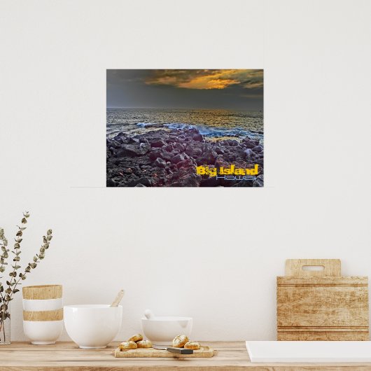 Big Island Hawaii - zonsondergang op het poster va (Keuken)