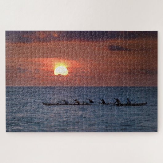 Big Island Outrigger kano bij zonsondergang Legpuzzel (Horizontaal)